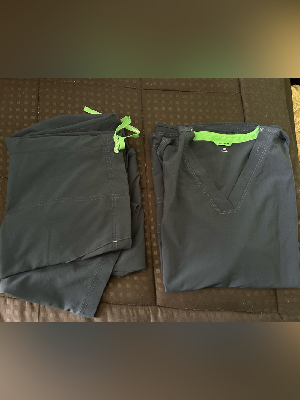 Navy Carhartt Scrub Set with Lime Trim